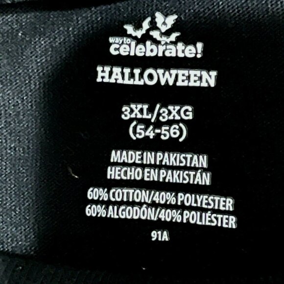 Halloween Way To Celebrate Skeleton Graphic T-Shirt 3XL Black Cotton & Polyester - Picture 4 of 7